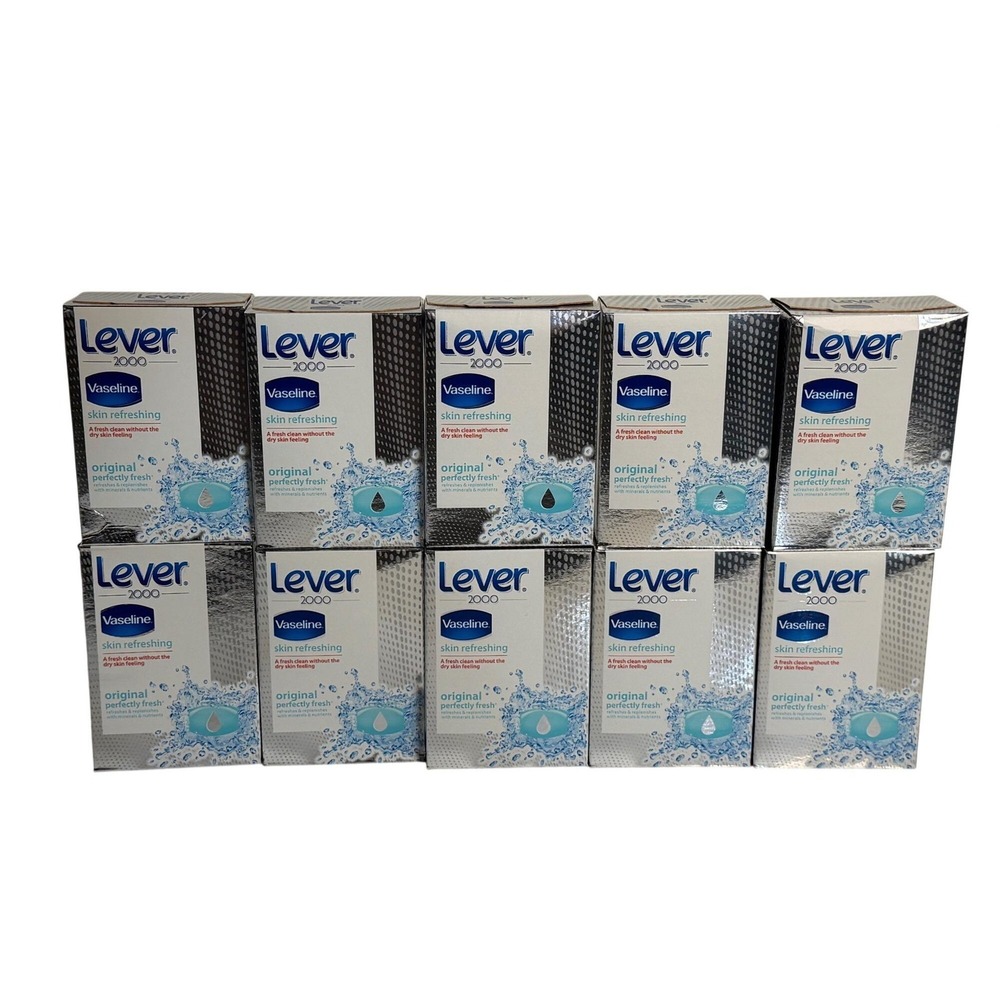 Lot Of 10 Lever 2000 With Vaseline Original Fresh Soap Bars Discontinued & HTF